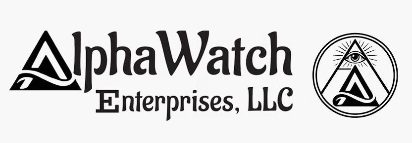 AlphaWatch Enterprises logo with triangular design and all-seeing eye symbol